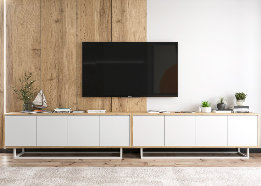 Szafka RTV Loft Industrialna Komoda Biały MAT 300