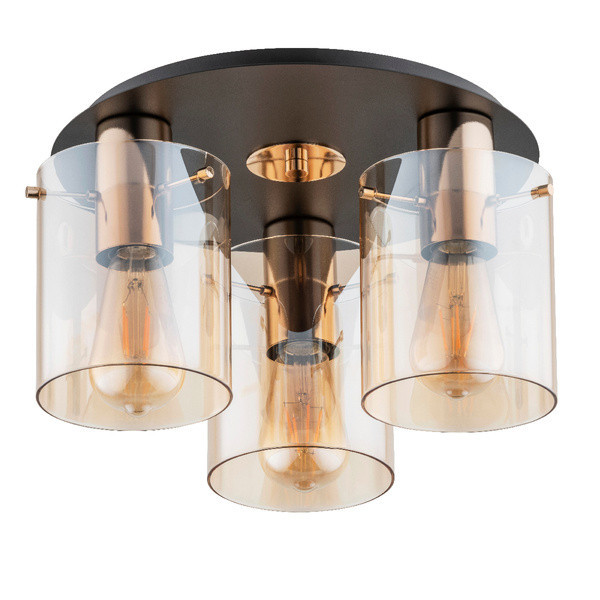 Lampa sufitowa ATMAN czarna-stare złoto 3xE27x15W wym:22x36x36cm IP20 Alfa