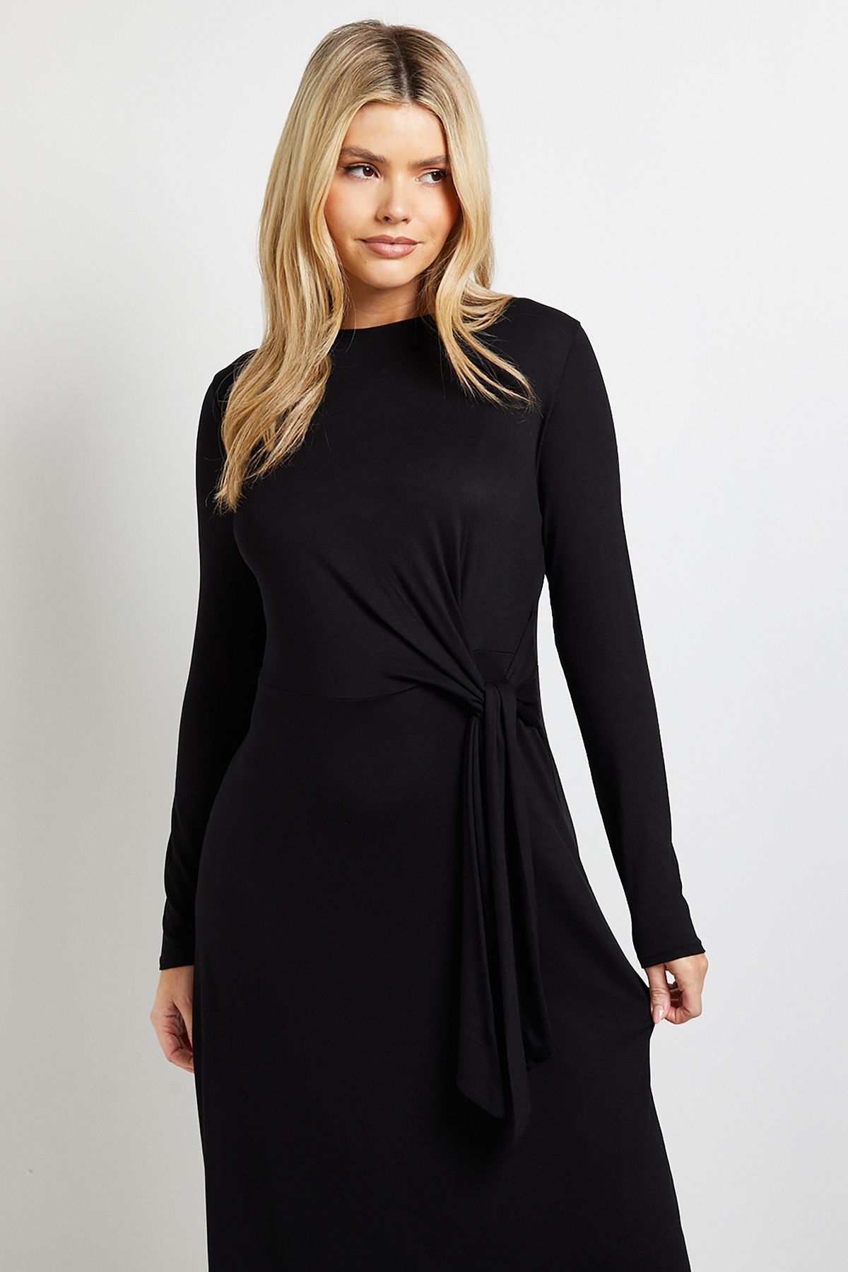 Dorothy Perkins Tie Detail Long Sleeve Jersey Midi Dress