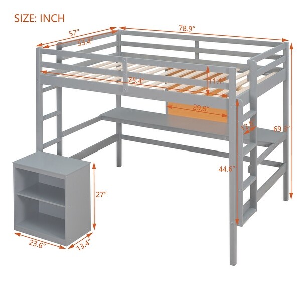 Loft Bed with Desk and Writing Board