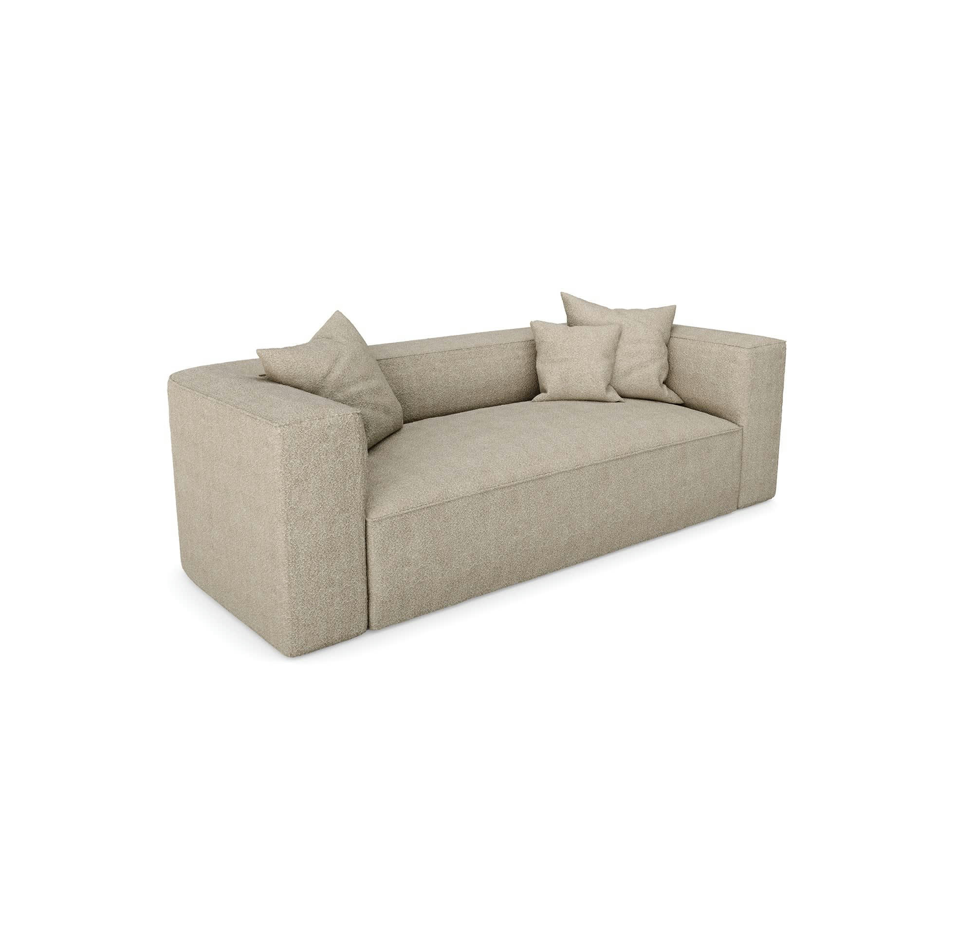 ALMA - Canapé 3 places tissu bouclette taupe