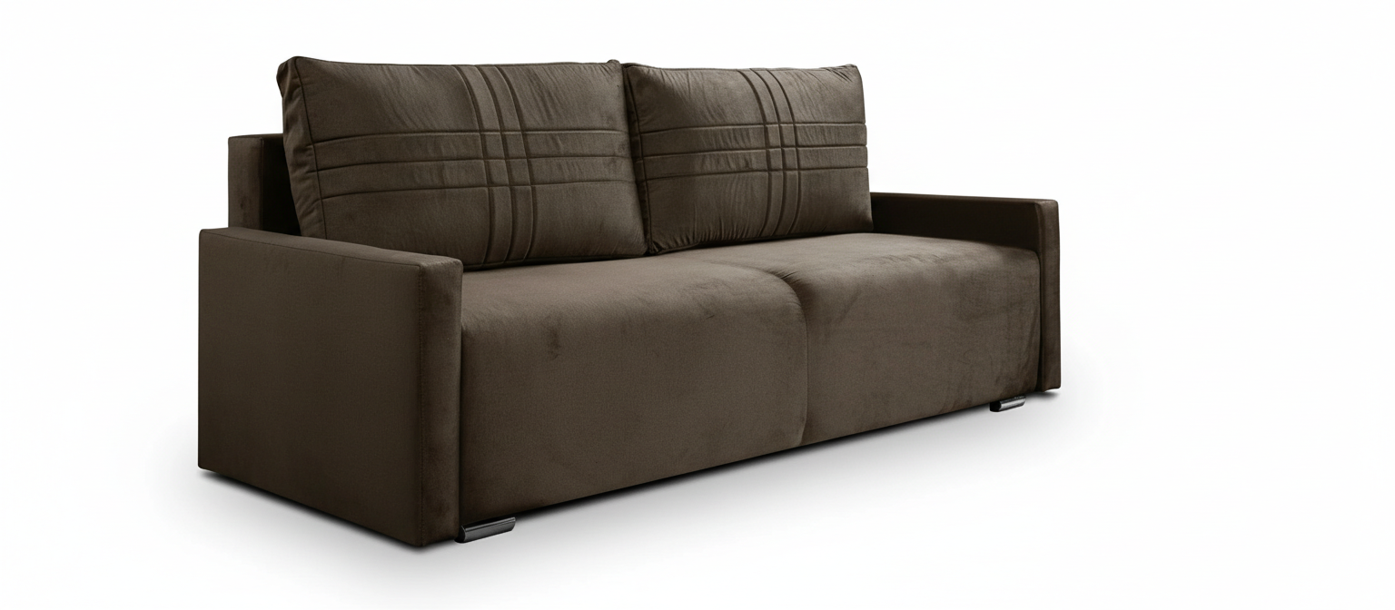 Kanapa z funkcją spania sofa z bokami sofa rozkładana Oslo - braz