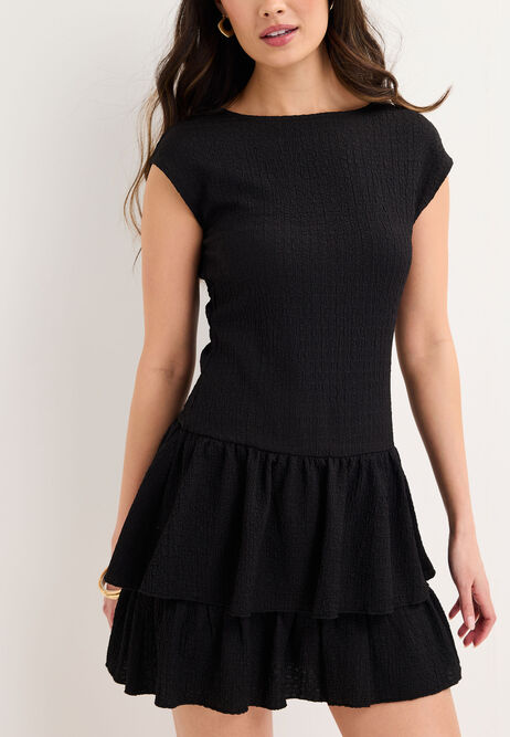 Womens Black Mini Ra Ra Dress