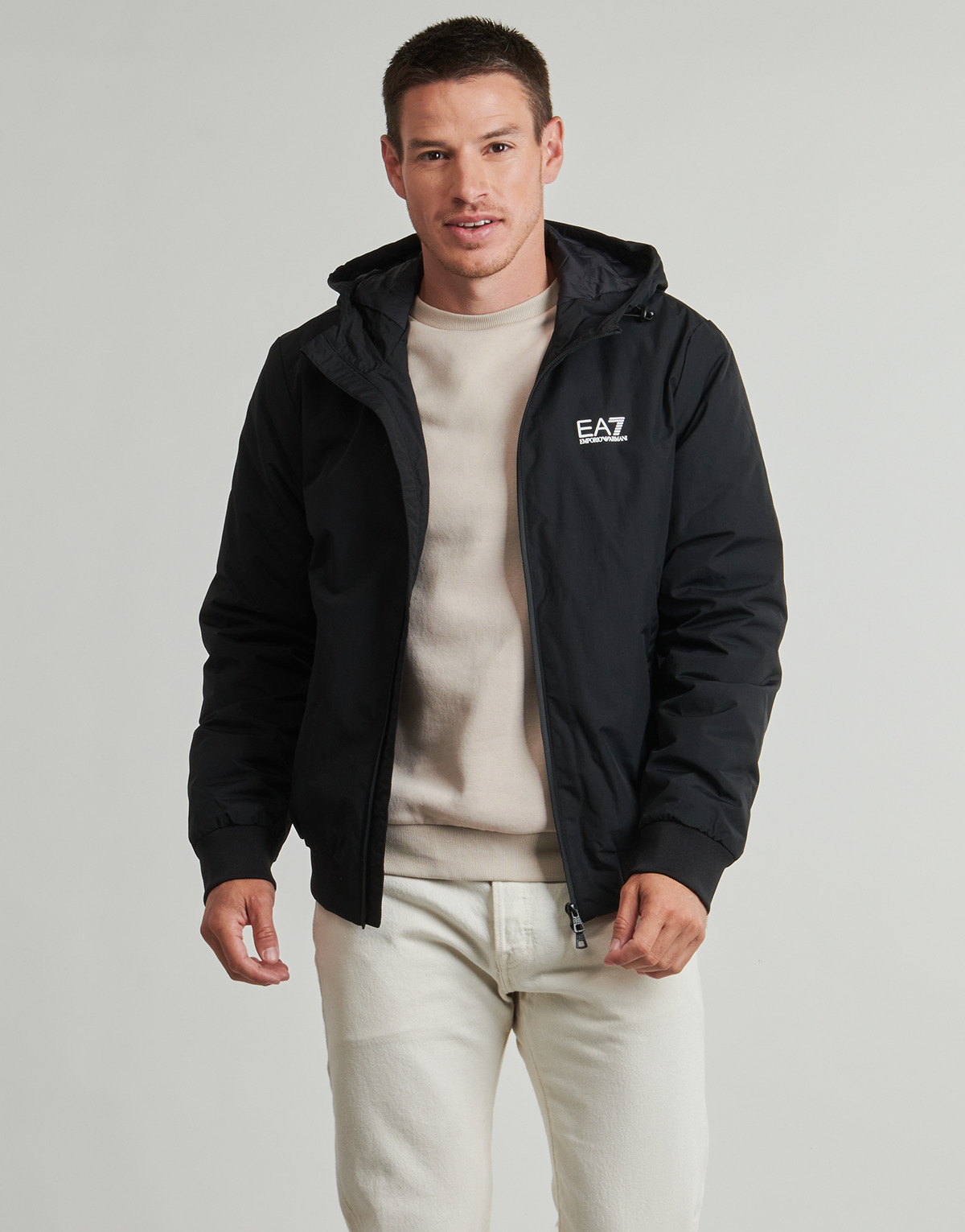 Emporio Armani EA7 - TRAIN CORE ID M HOODED PA - TRAIN CORE ID M HOODED PA - Black / White