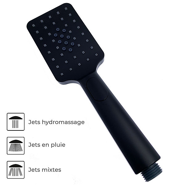 BLACKROMA Colonne de douche sans mitigeur hauteur réglable 80 à 115 cm, Noir mat