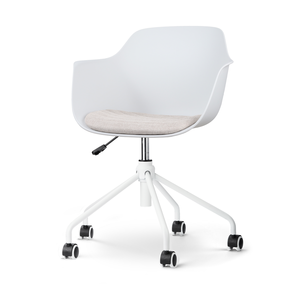 Nolon Nout-Liz Bureaustoel Wit - Beige Kussen - Wit Onderstel