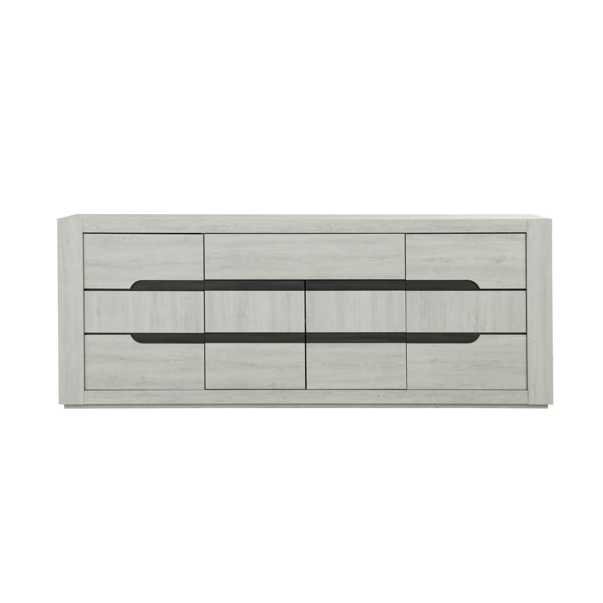 ATALANTE - Buffet 4 portes 1 tiroir effet bois gris