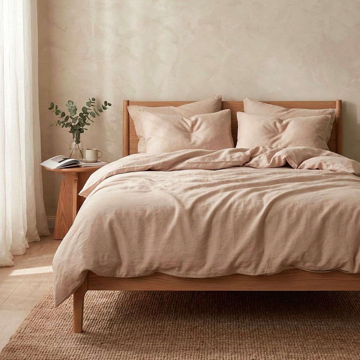 Pościel GOSSY bawełniana z barwionych nici beżowa 160x200   2*70x80 cm