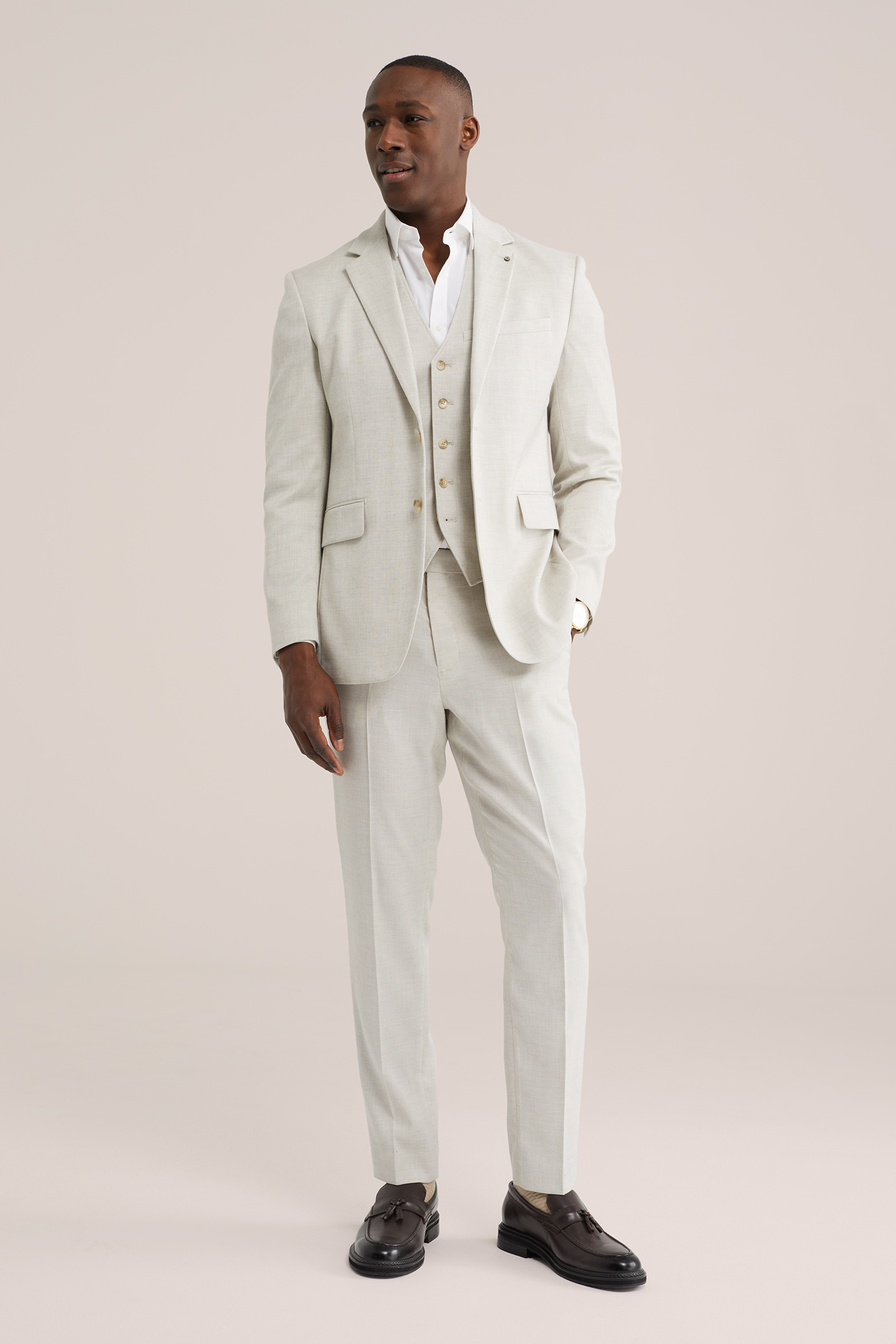 Heren slim fit pantalon met structuur