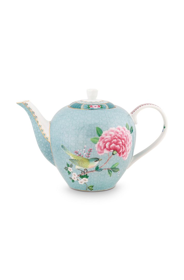 Pip Studio Blushing Birds Theepot - Servies - Theekan - Blauw - 1.6l