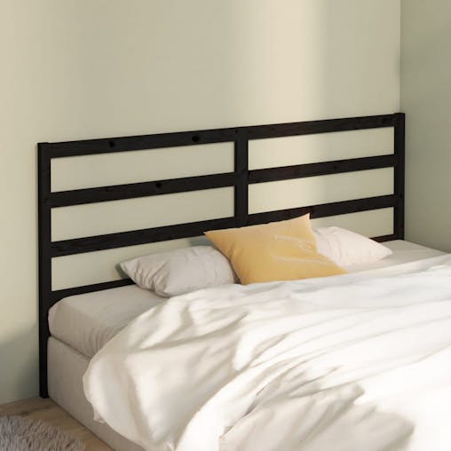 NNEVL Bed Headboard Black 186x4x100 cm Solid Wood Pine