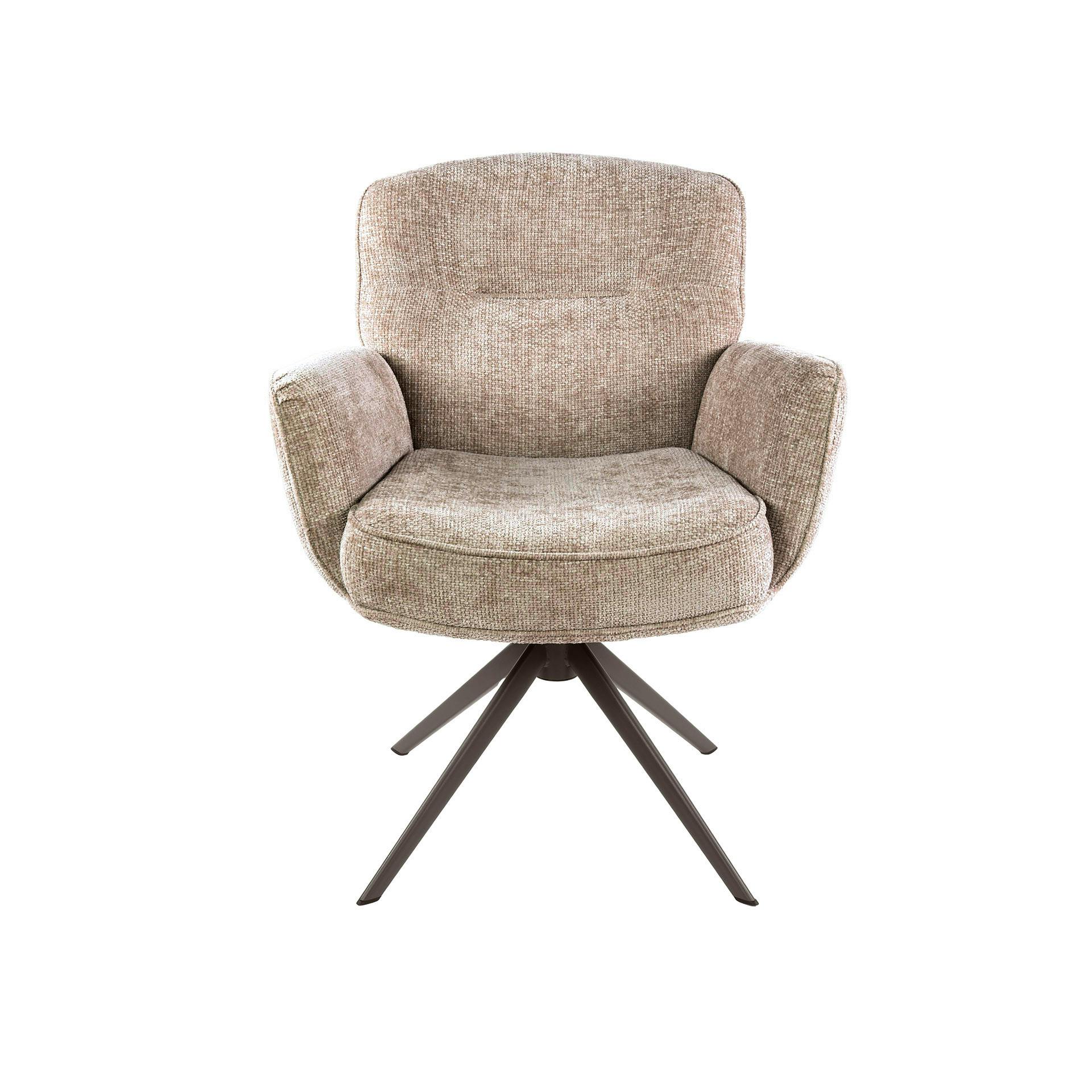 Fauteuil de table pivotant tissu chenille sable (x2) ASCOLI