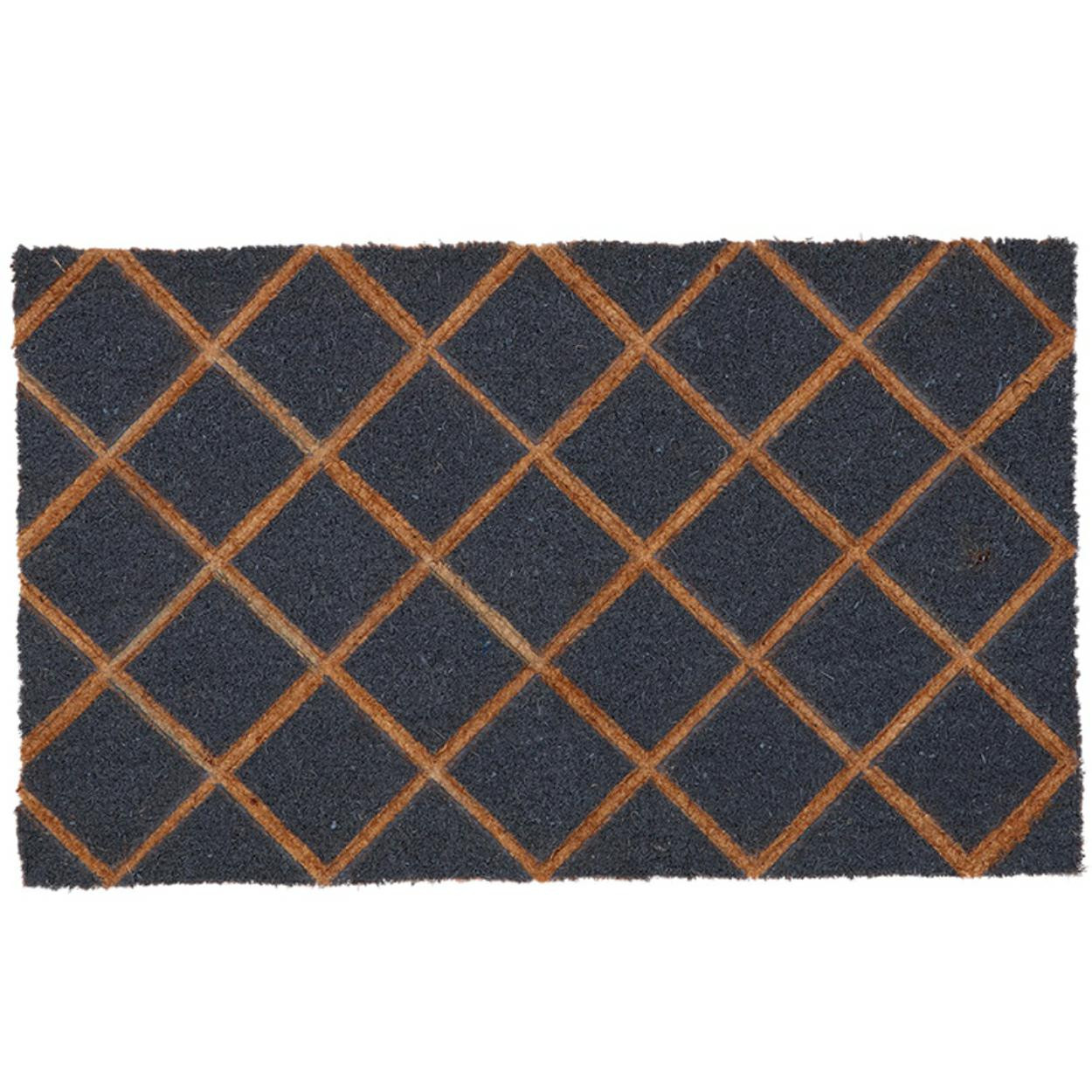 Wycieraczka z włókna kokosowego brązowa 75x45 cm romby krata