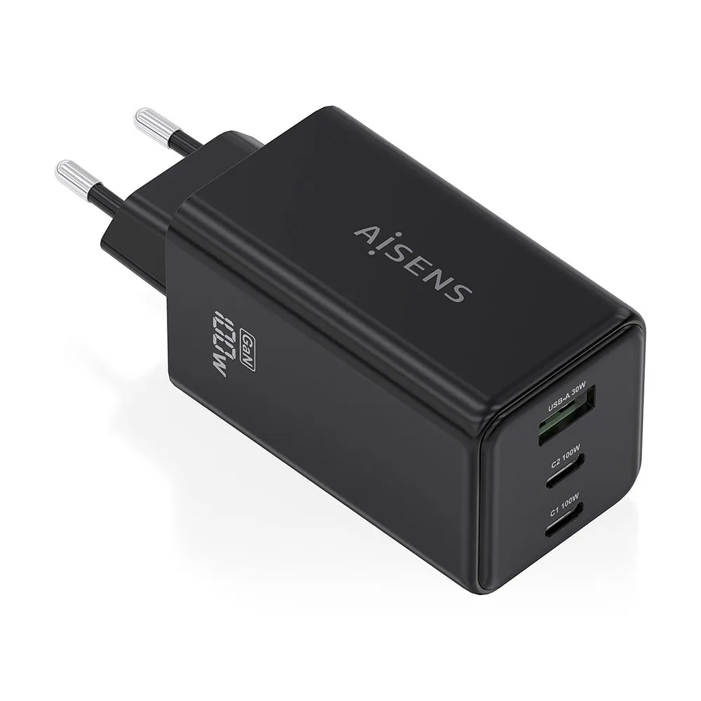 Aisens ASCH-100W3P052-BK USB-A and USB-C wall charger