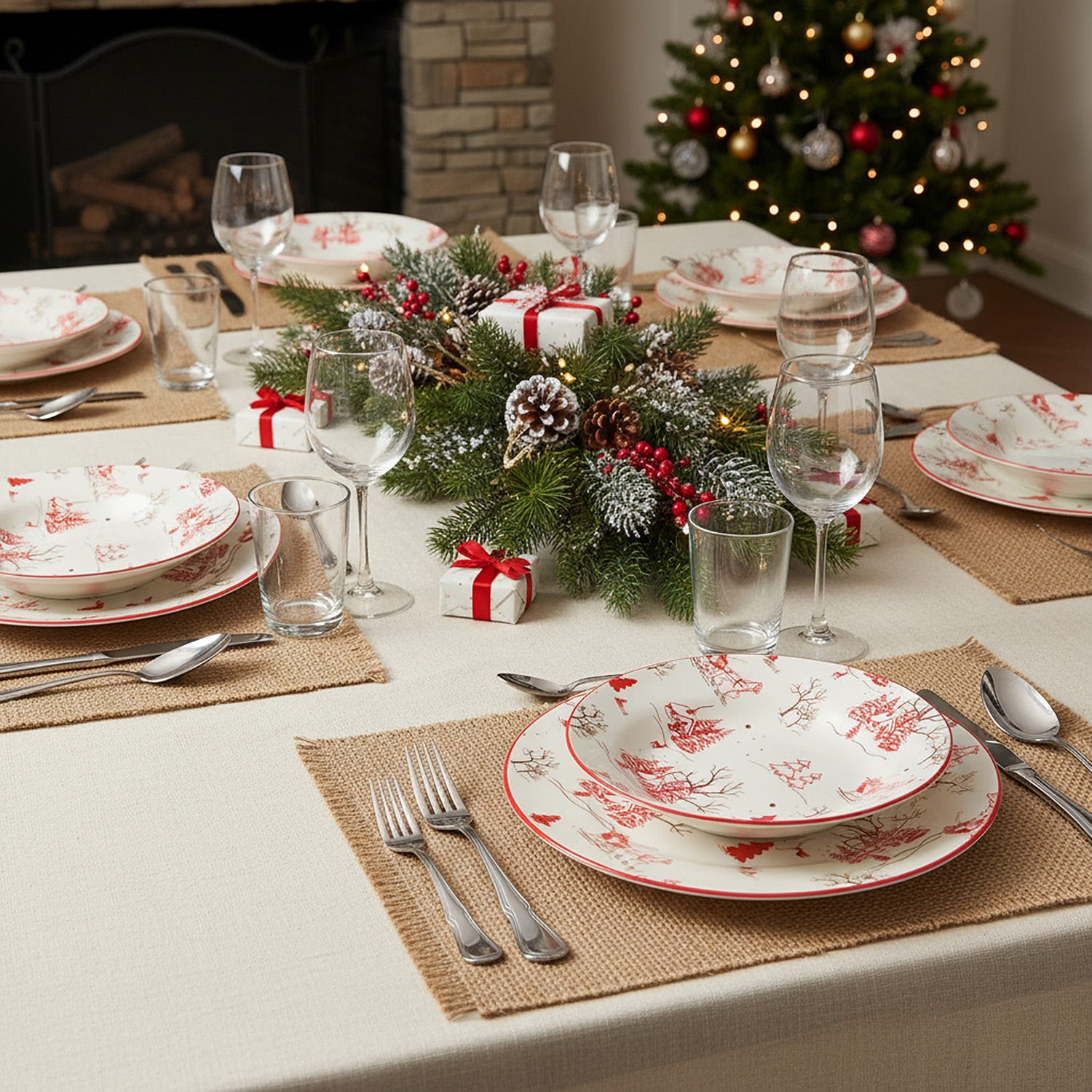 Servizio 18 piatti porcellana Nordic Christmas