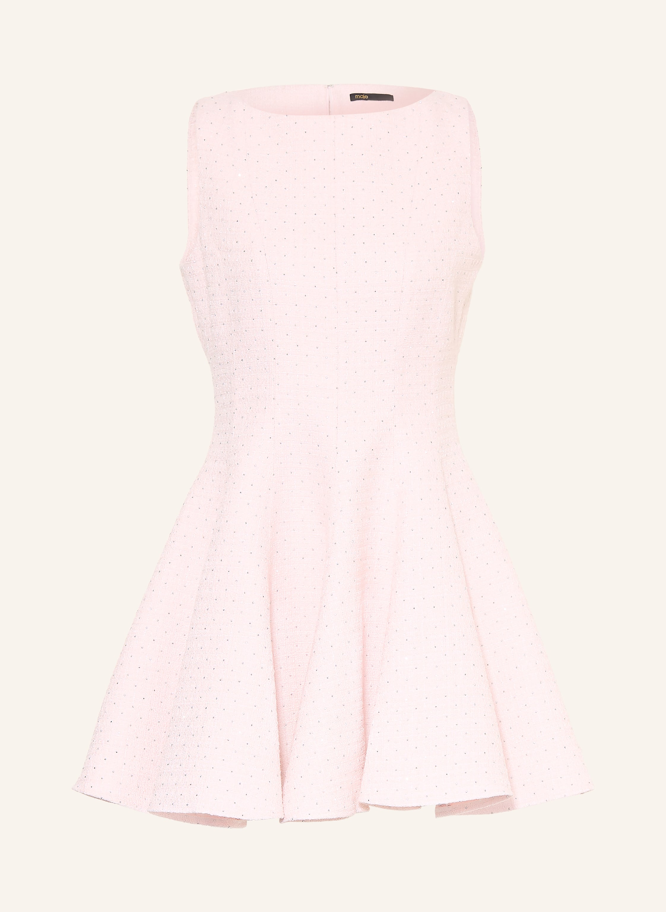 maje Bouclé-Kleid mit Schmucksteinen und Glitzergarn