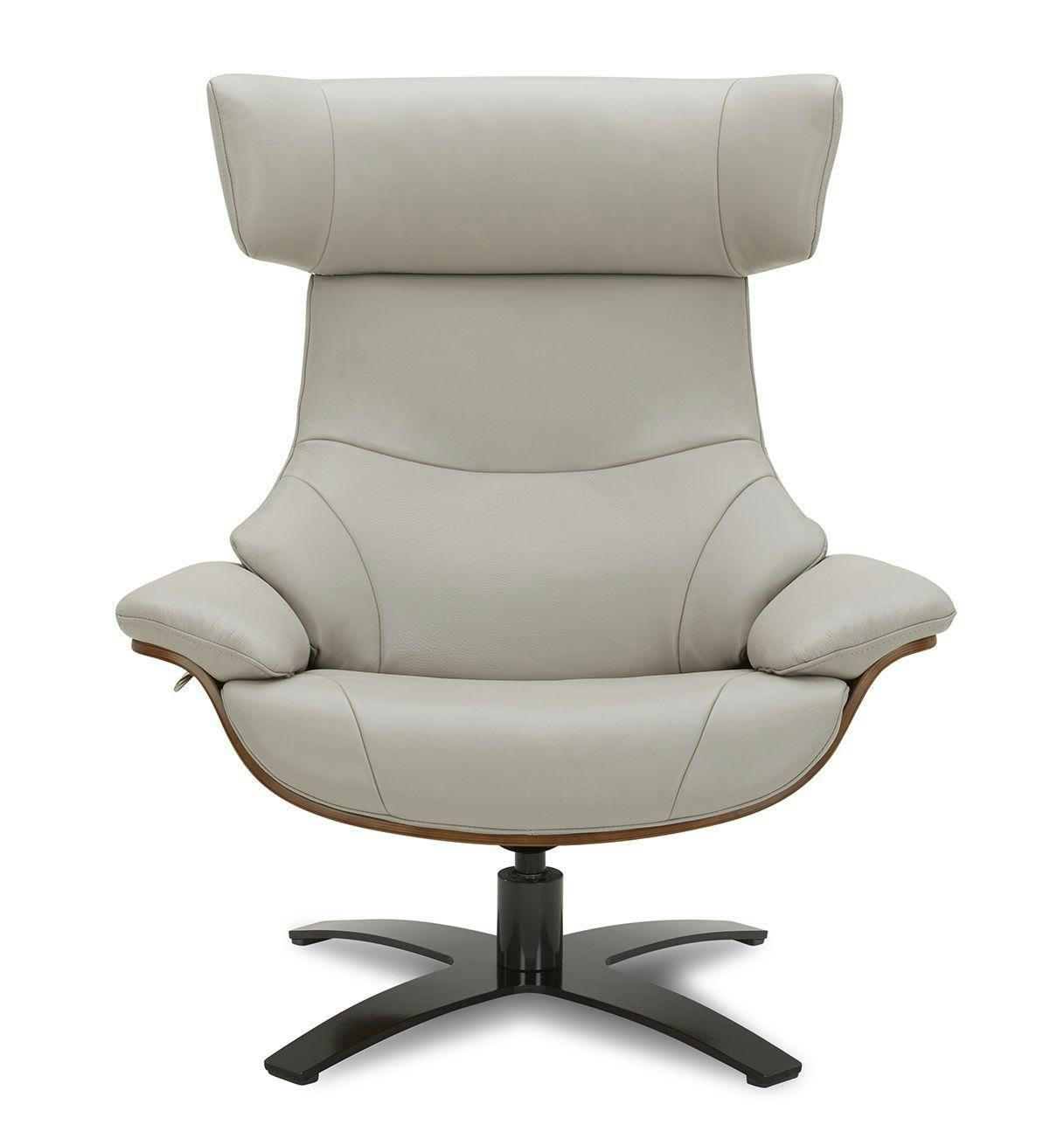 NAOS - Fauteuil en cuir et chêne Naturel - Cuir Gris