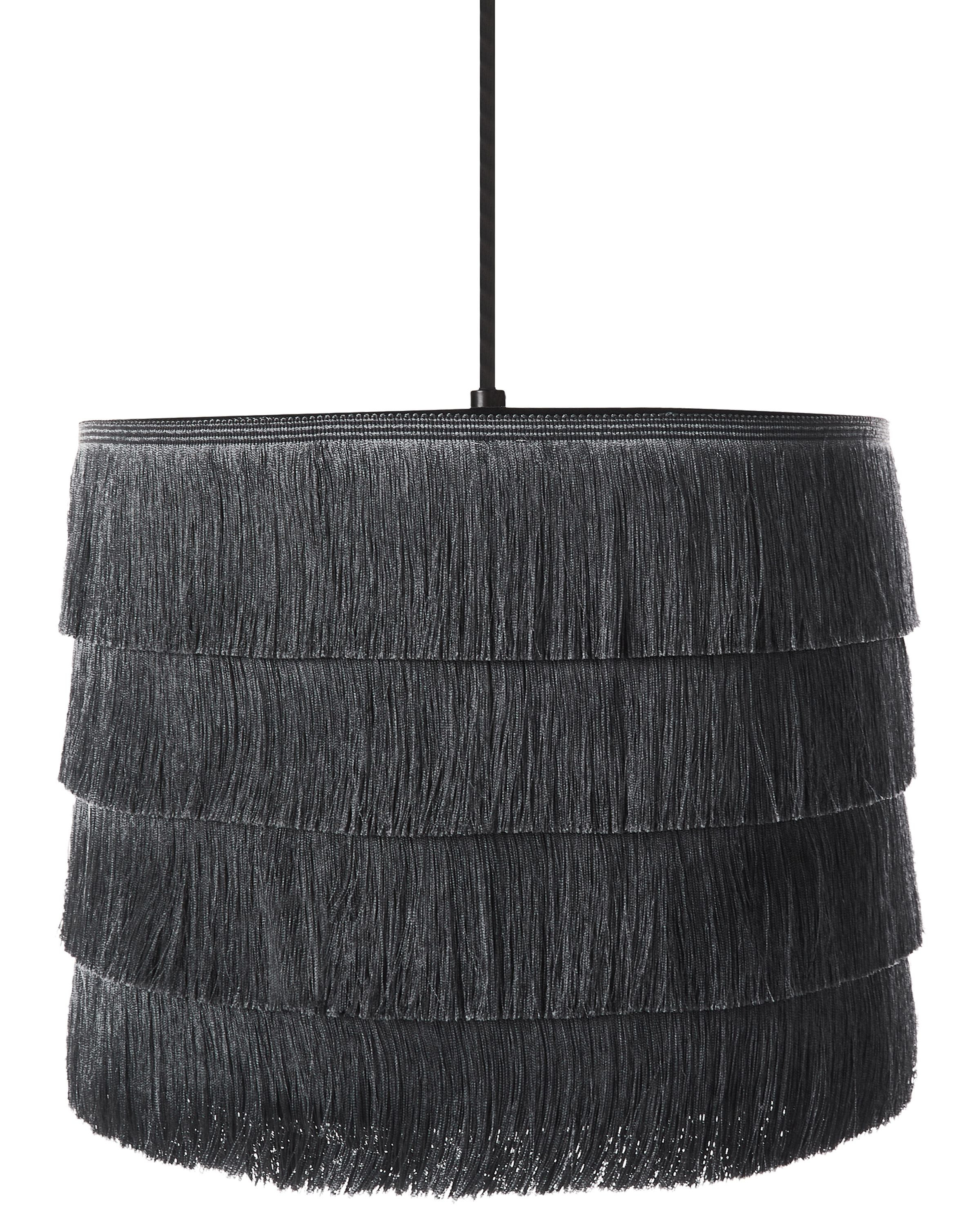 Lampa wisząca sufitowa materiałowy klosz czarna