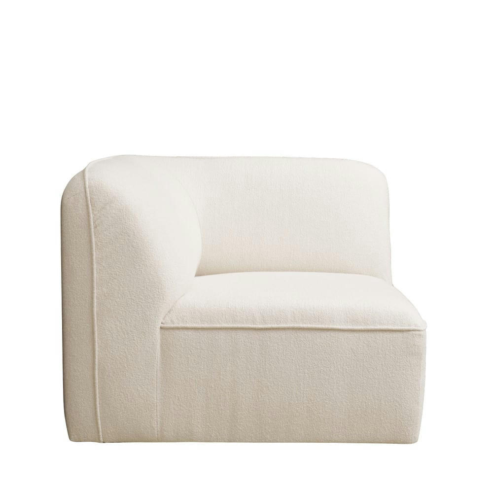 NOOR - Angle réversible pour canapé modulable en tissu bouclette ecru