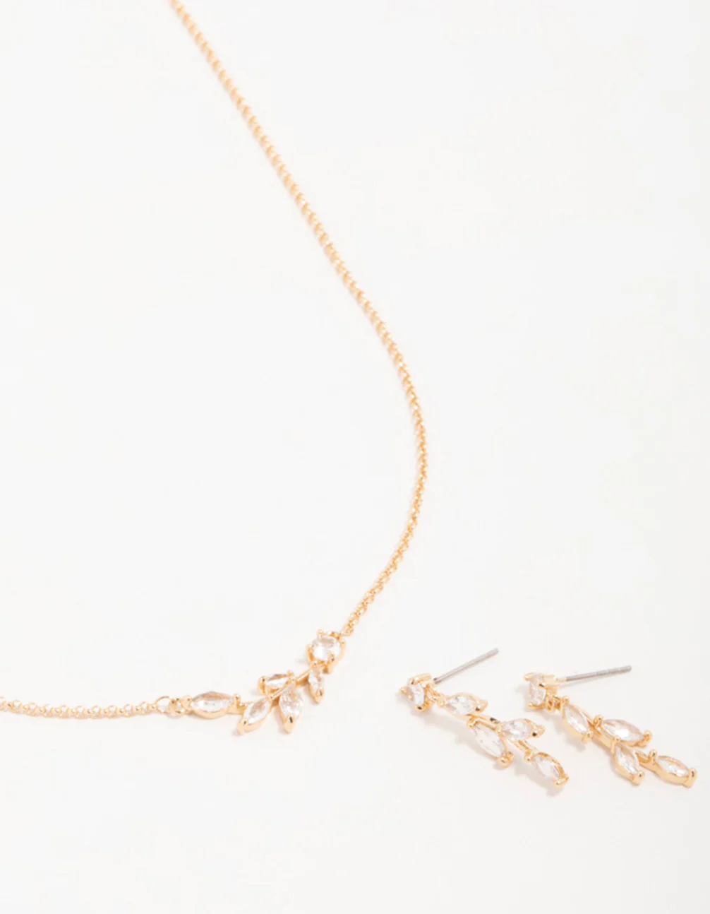 Gold Olive Branch Necklace & Earrings Set