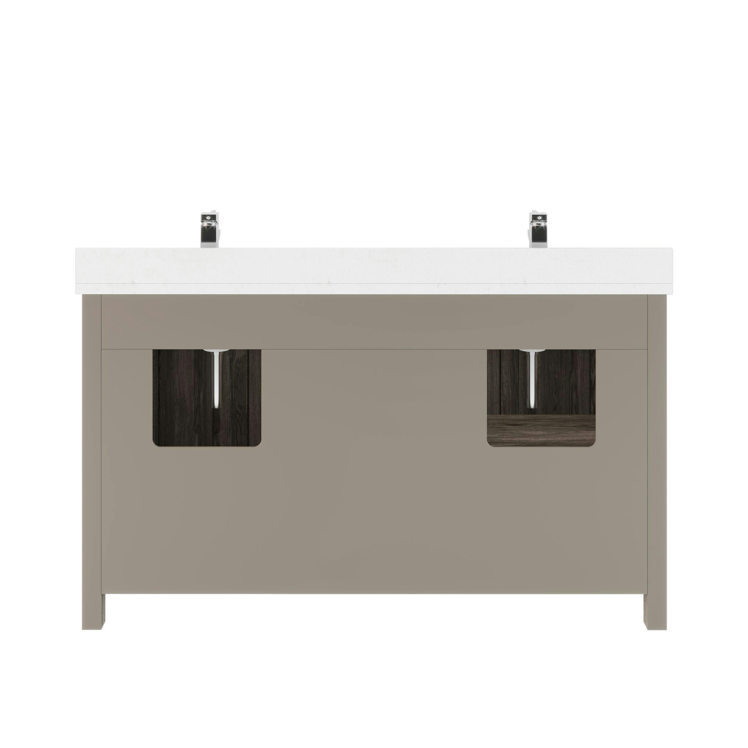 Urban Bathe Kali Undermount Double Sink Stone Top Bathroom Vanity with Drawer & Cabinet Organizer, French Grey, 60-in