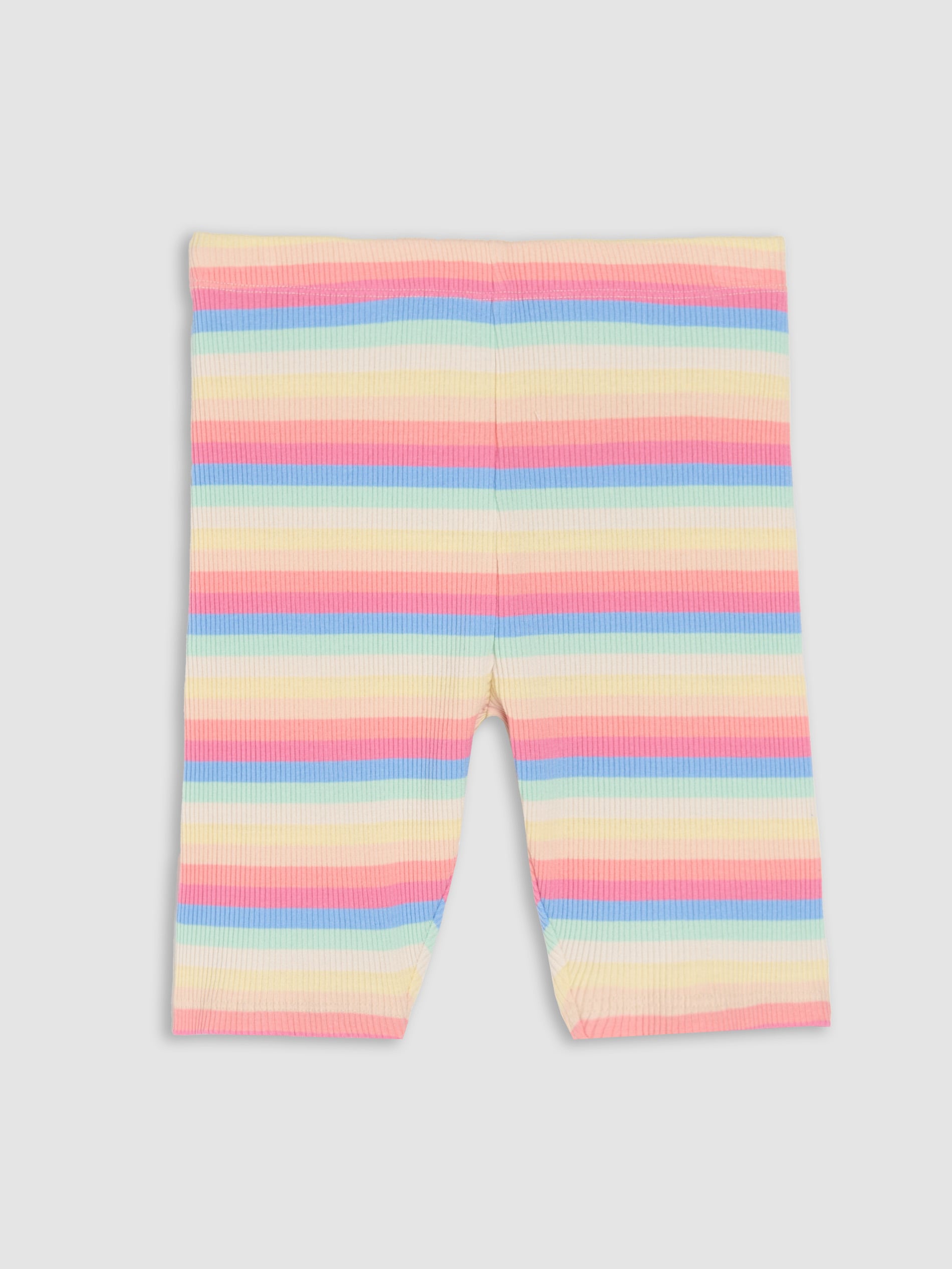 Krótkie legginsy w paski z prążkowanej dzianiny