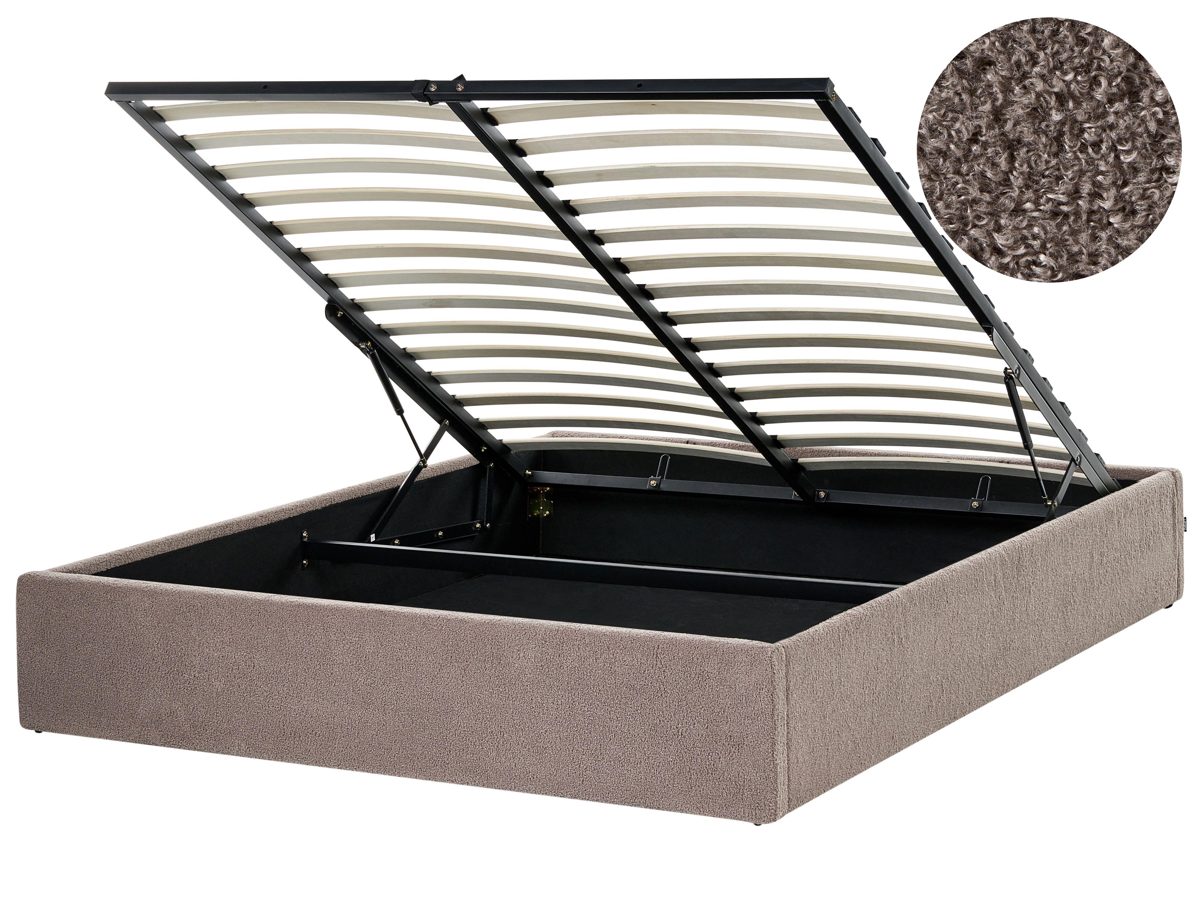 Ottoman Bed without Headboard Boucle DINAN 140 x 200 cm (EU Double) Taupe
