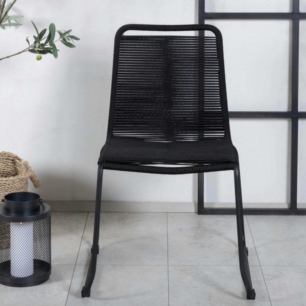 CLARY - Lot de 2 chaises de jardin assise en corde noir