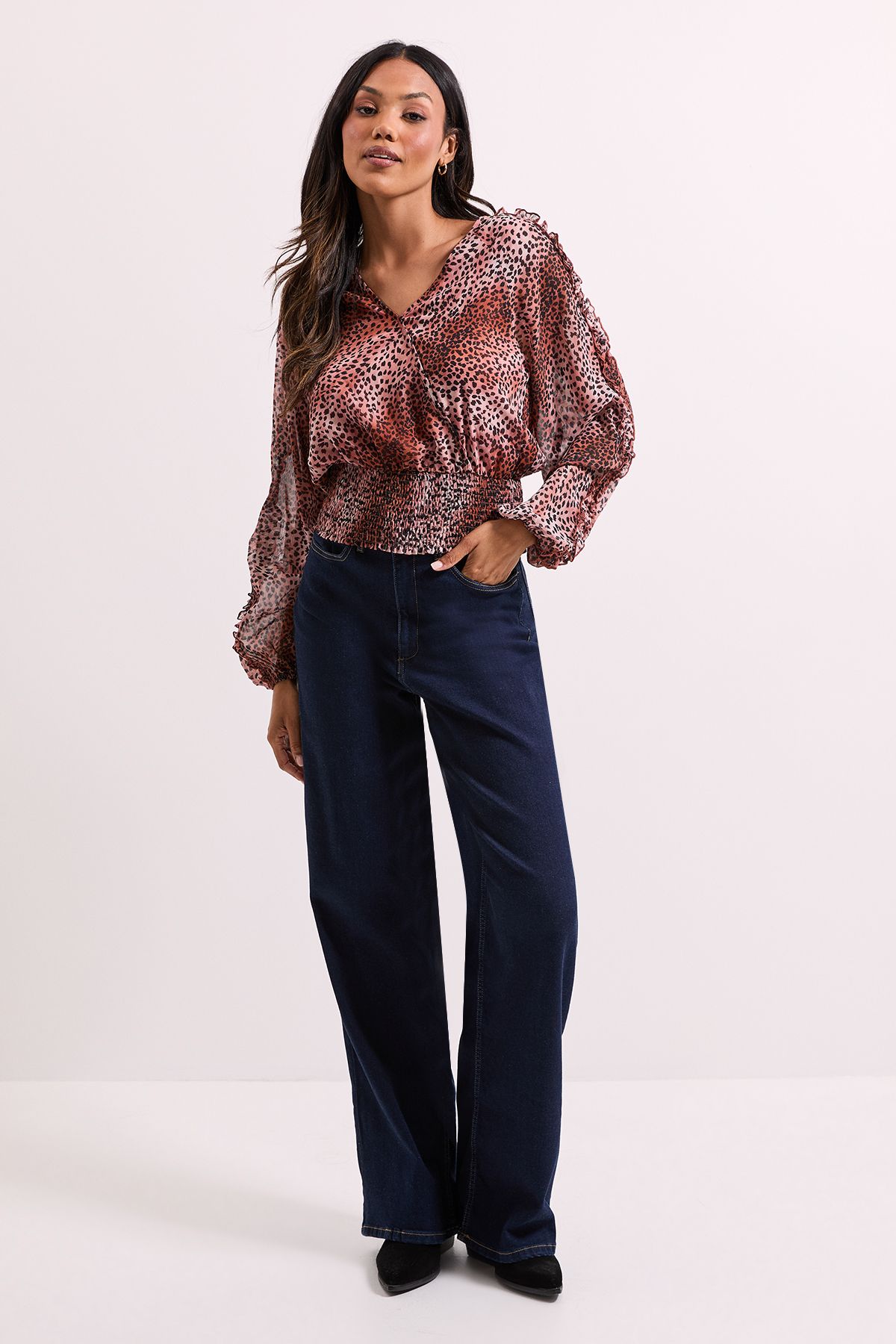 Dorothy Perkins Animal Wrap Detail Shirred Hem Top