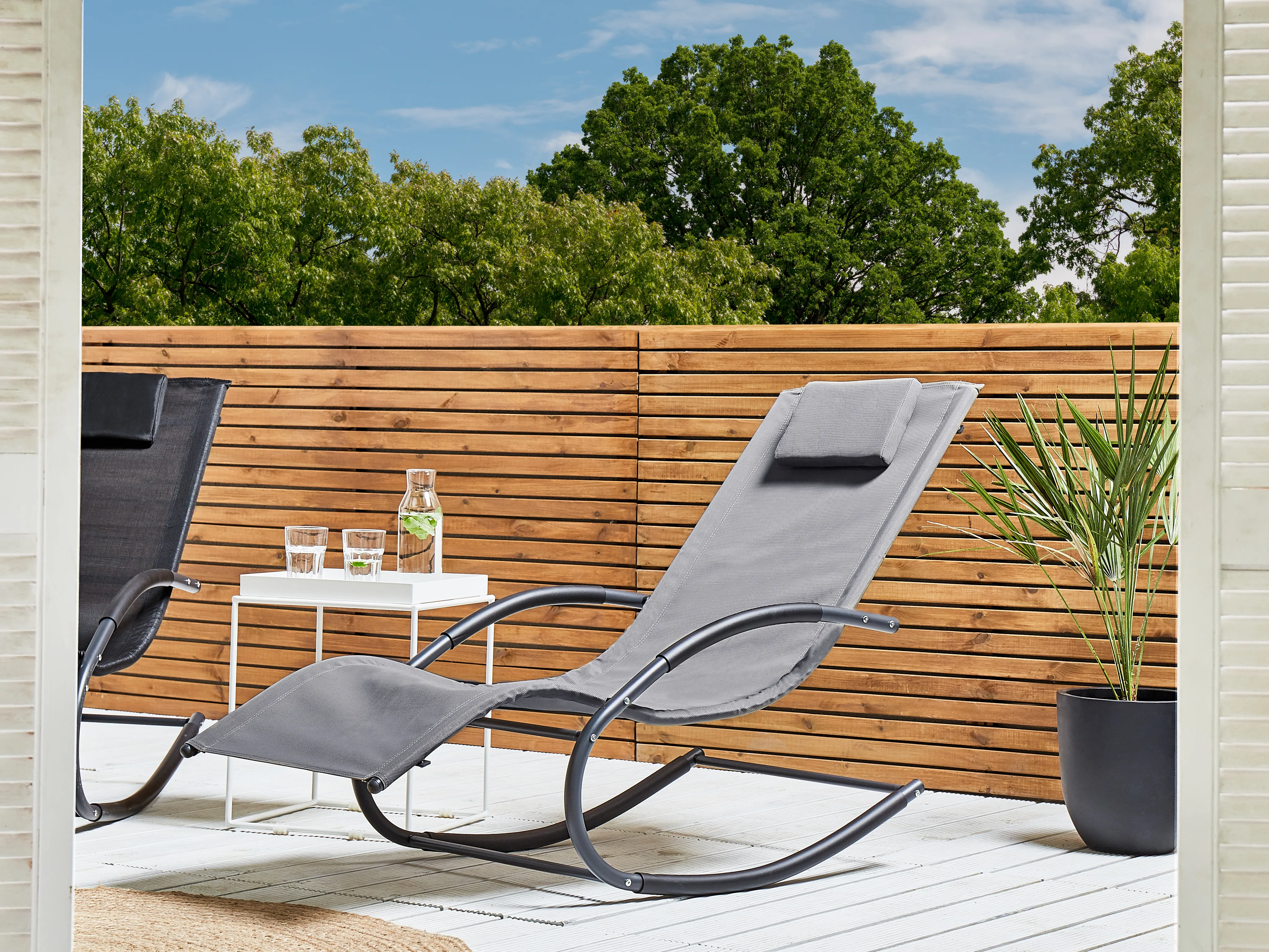 Rocking Sun Lounger CARANO II Metal Light Grey