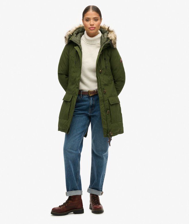 Hooded Faux Fur Down Parka Coat