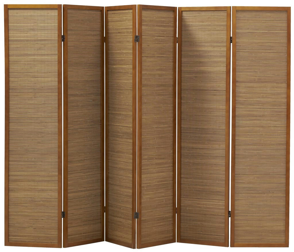 - Paravent en pin et bambou 6 panneaux