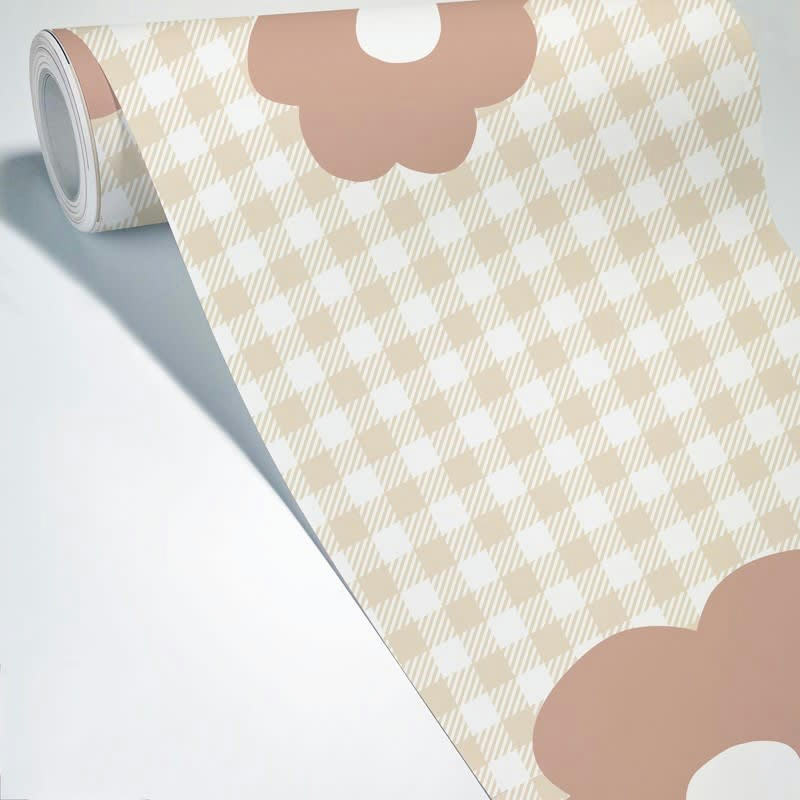 ENJOY - Papier Peint Raccordable L144xH270cm Multicolore Floral Carreaux