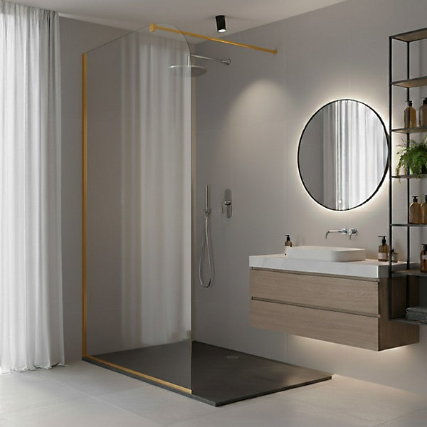 Paroi de douche italienne Clear - 120 x 195 cm - Or brossé - GAUCHE - LUCIA