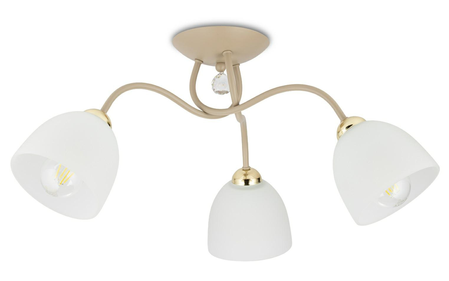 Lampa Sufitowa Tina Beżowa ze Złotym Szkło 3xE27 Nowoczesny Salon Taupe