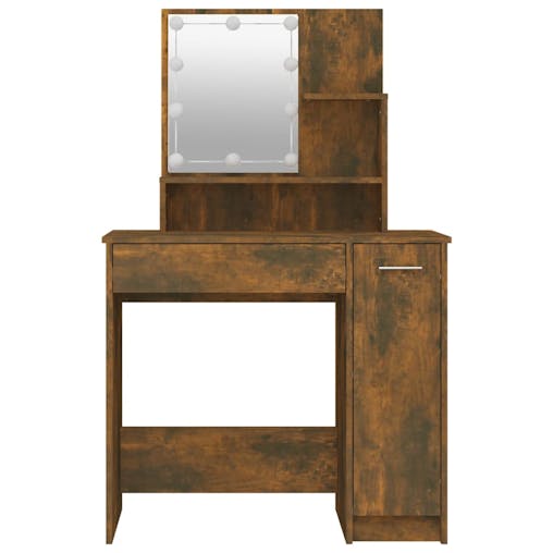 NNEVL Dressing Table with LED Smoked Oak 86.5x35x136 cm