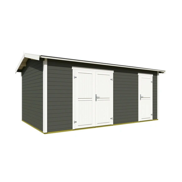 Gartenhaus »Tuvalu«, BxHxT: 540 x 250,8 x 331,2 cm (Außenmaß inkl. Dachüberstand), grüngrau