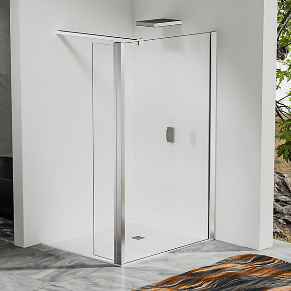 Paroi de douche l italienne 70X200 cm avec deflecteur pivotant 30X200 cm Verre tremp 8 mm Barre recoupable 140 cm Alumin