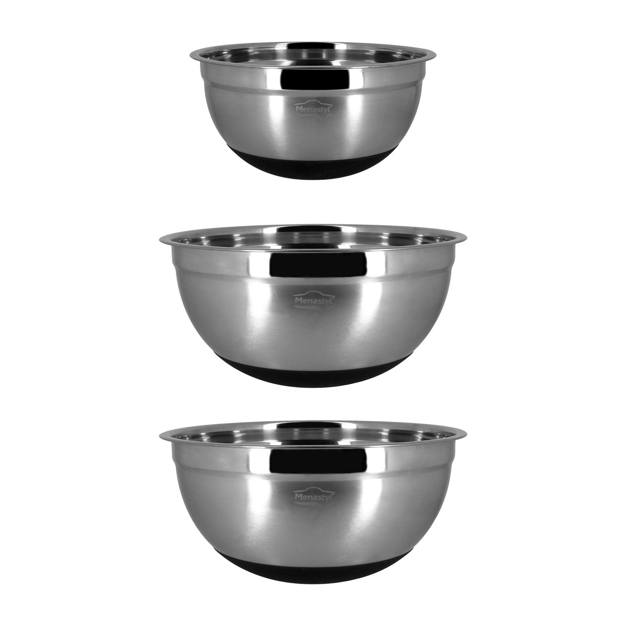 - Lot de 3 bols anti-dérapant en acier inoxydable