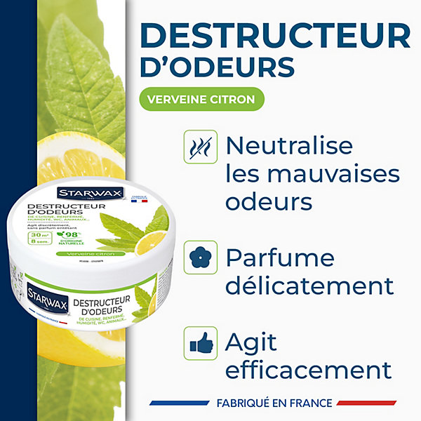 Destructeur d'odeurs verveine citronnée 300g Starwax