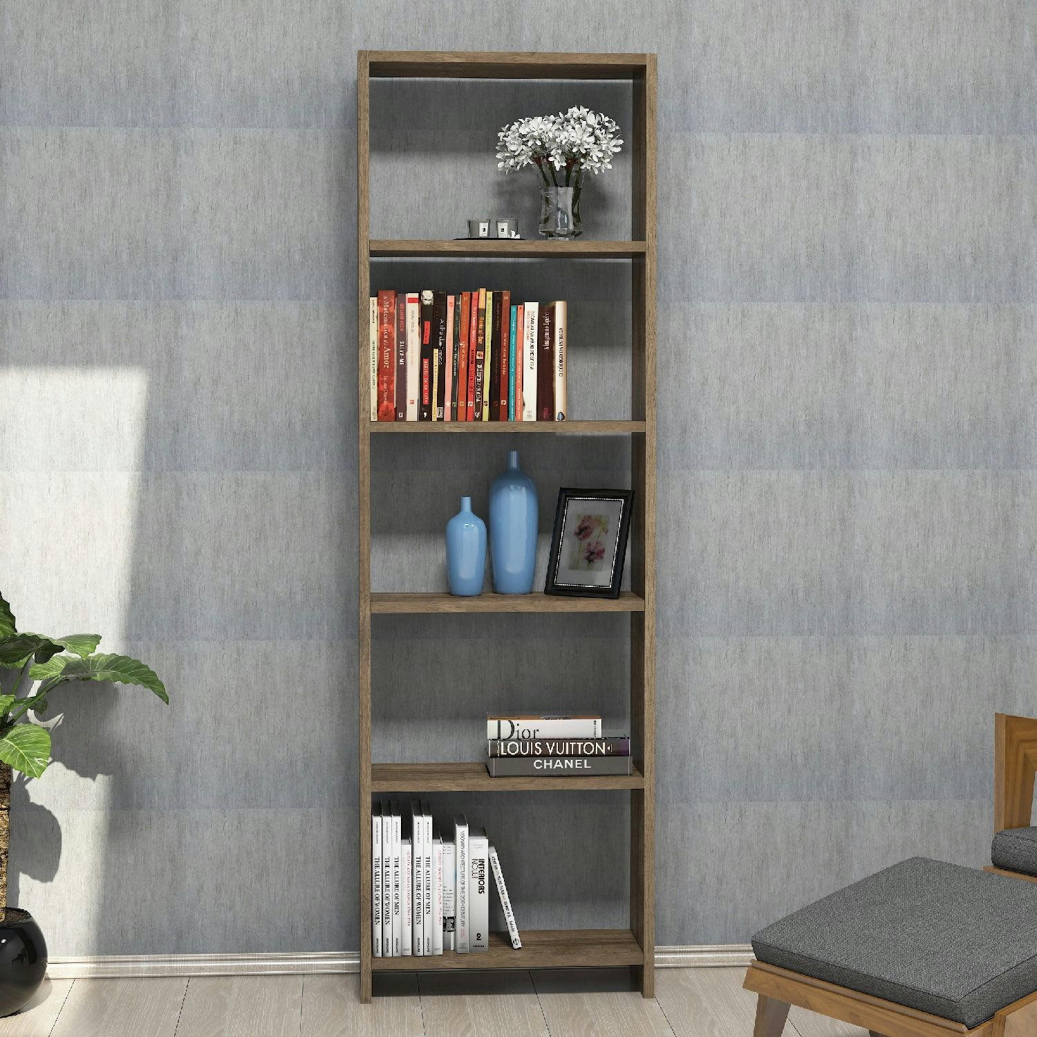 NEW - Bibliothèque 160 cm marron noix