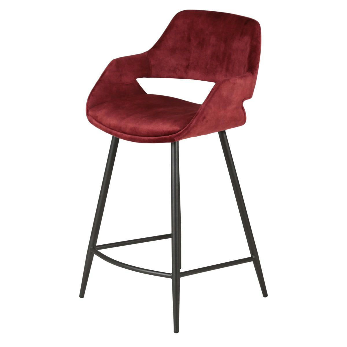 ESMEE - Chaise plan de travail velours bordeaux pieds métal