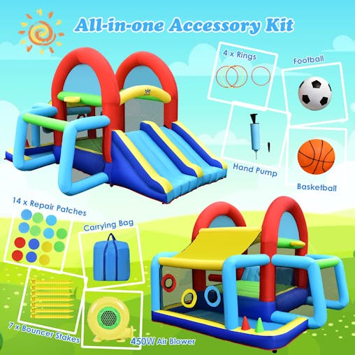 NNECW Inflatable Bounce House with Dual Slides and Jumping Area with 450W Blower