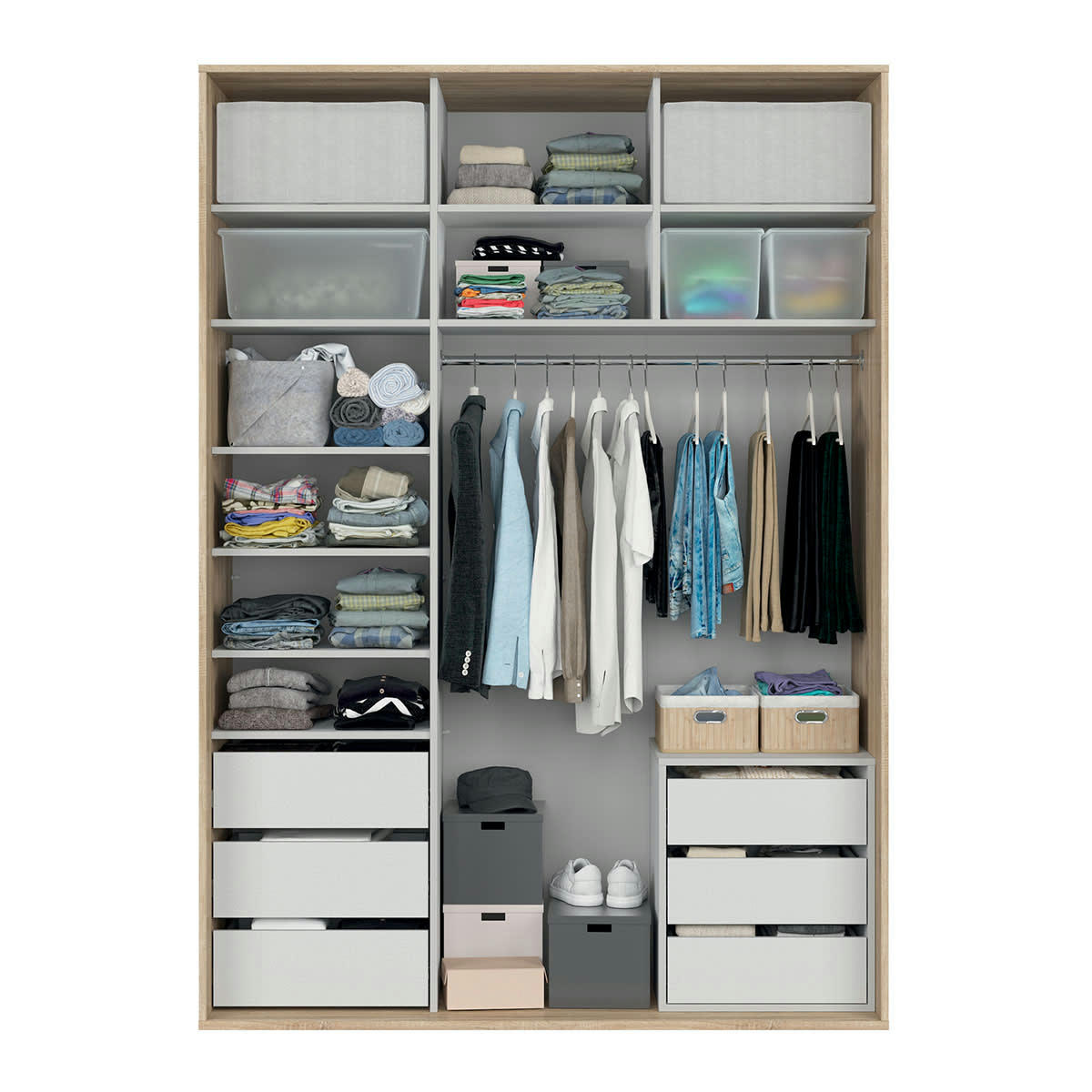 - Armoire 2 portes L170 x H240 cm stratifiés naturel