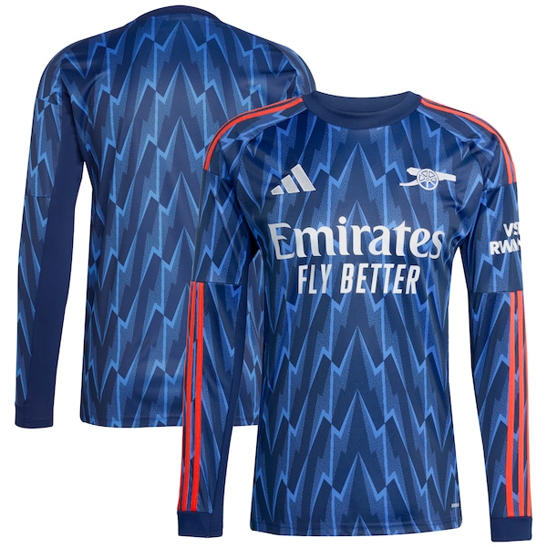 Arsenal adidas 2025/26 Away Replica Long Sleeve Jersey - Blue/Red