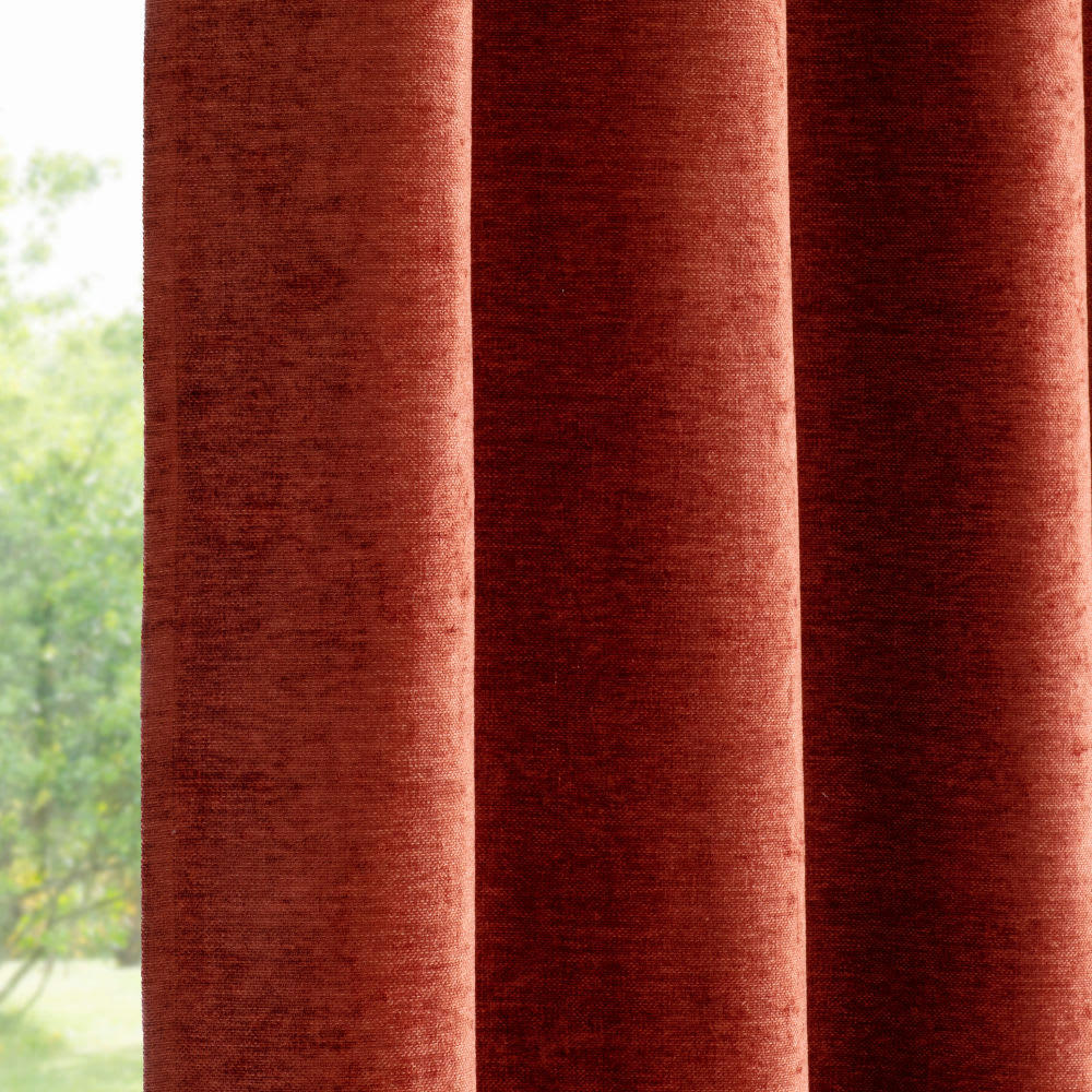 VINTAGE VELVET - Rideau à œillets en velours terracotta à l'unité 140x300