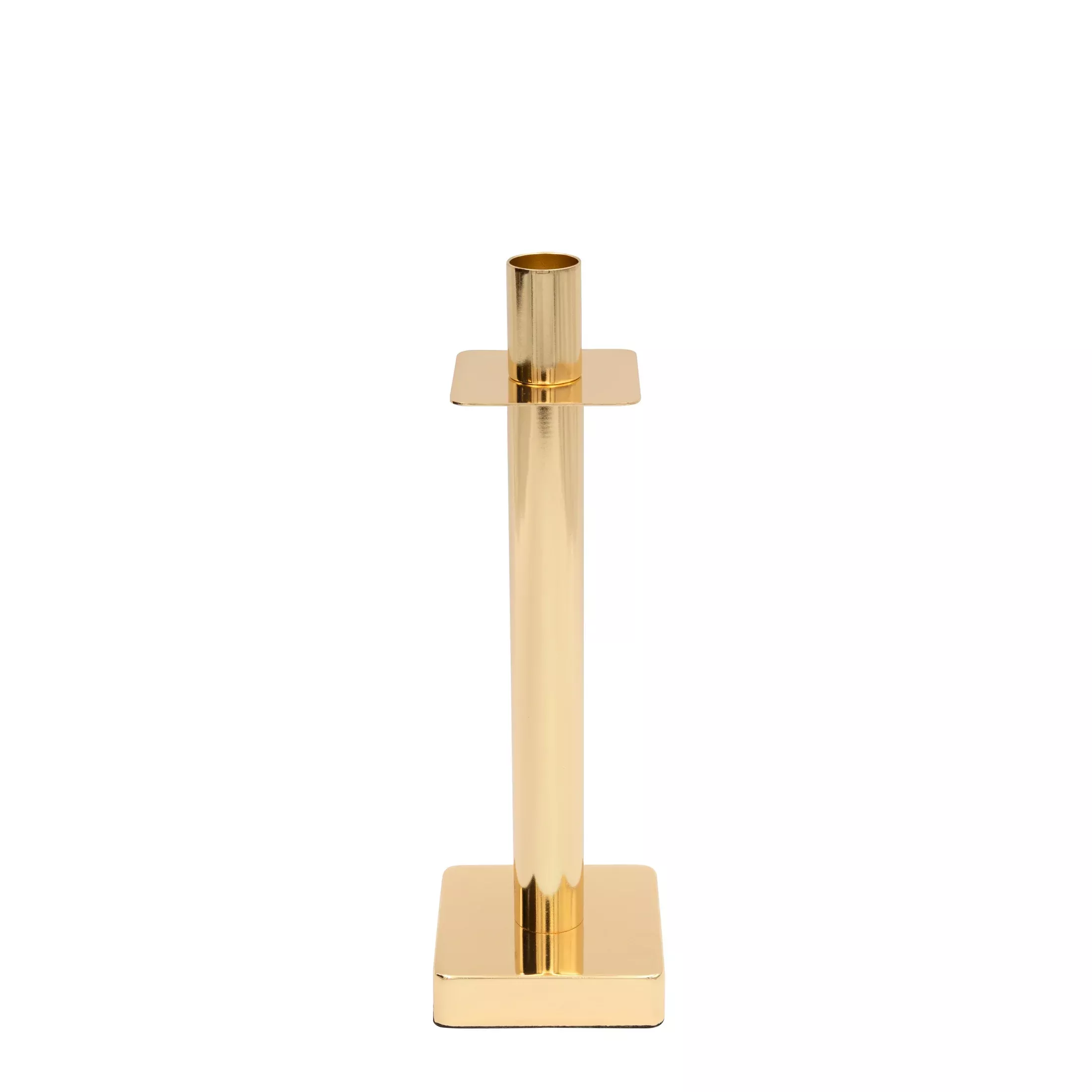 Świecznik metalowy złoty dekoracyjny w minimalistycznym stylu 8x8x26 cm LORI