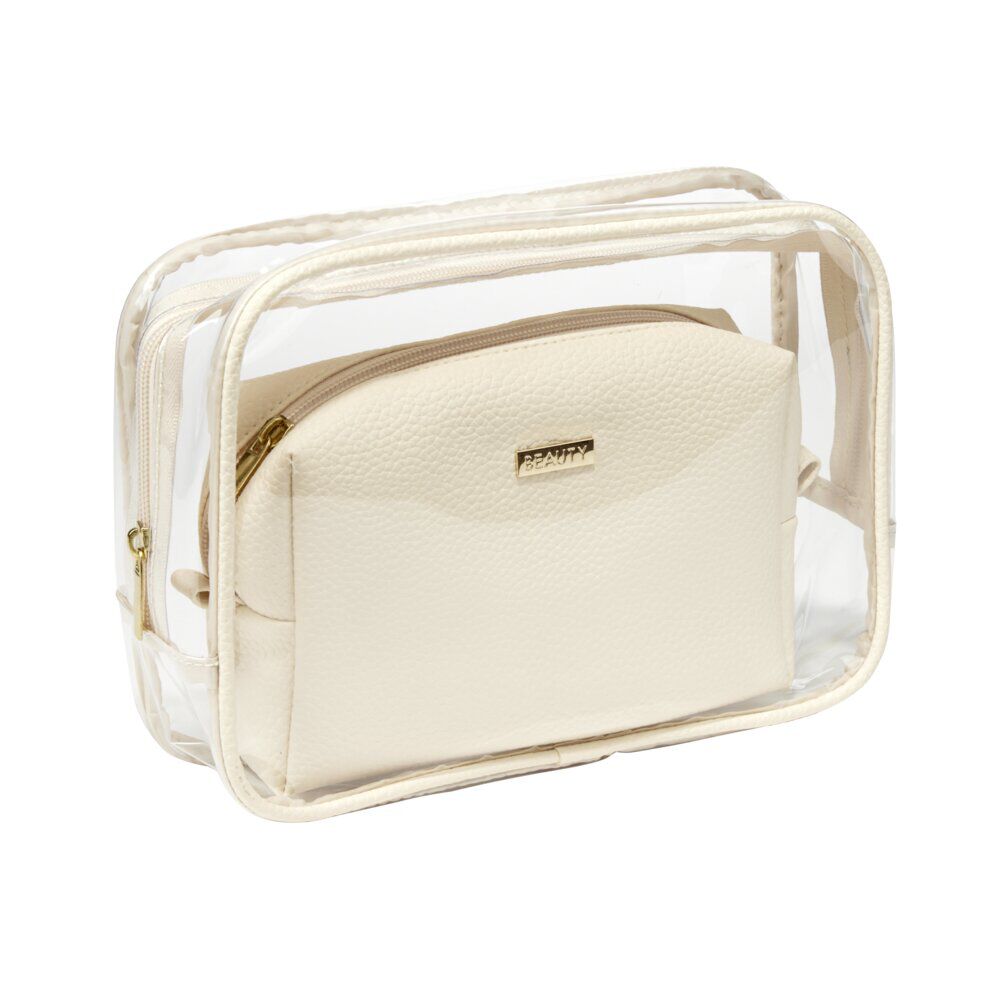 Trousse de toilette transparente L23xH16cm avec pochette simili assortie