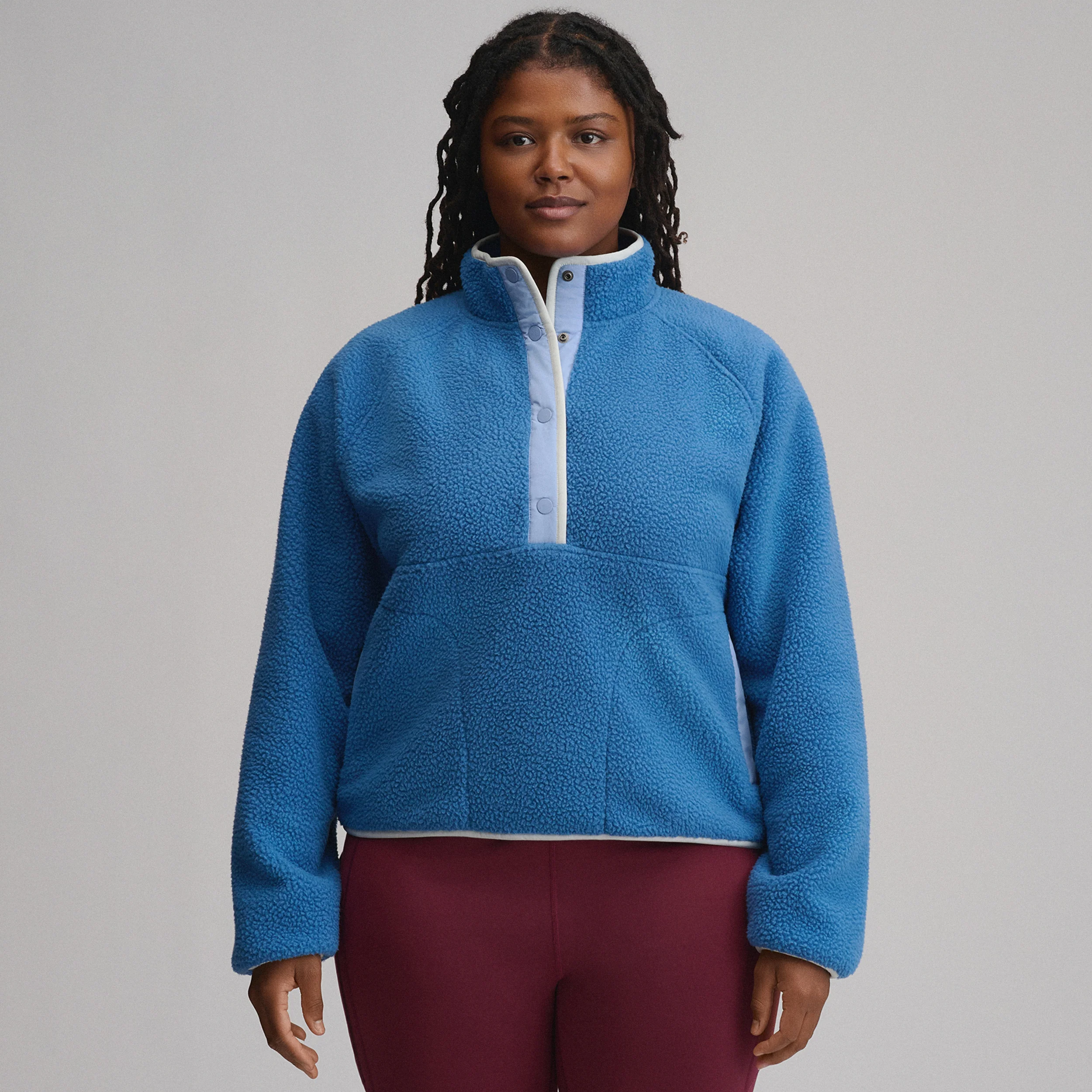 Women's Plush Fleece Snap-Mock Pullover
