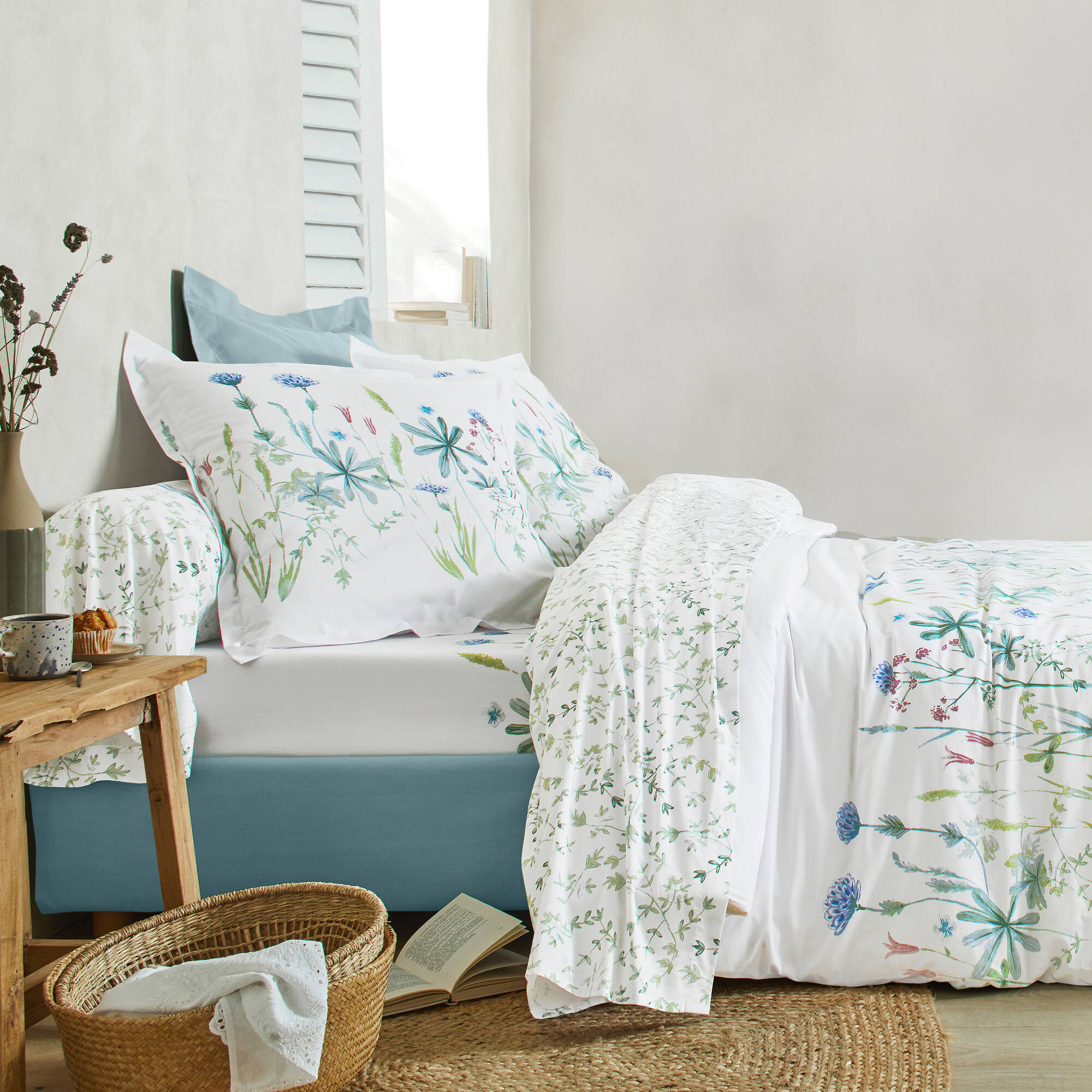 Linge de lit Julie en coton imprimé herbier